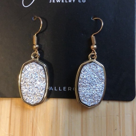 JASMINE LANE Druzy Oval Earrings NWT NEW - Picture 3 of 4
